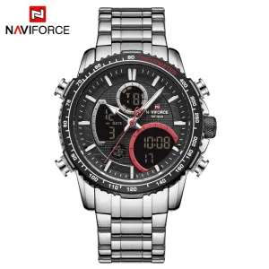 NAVIFORCE Men Digital Sports Watches Multifunction Chronograph Watch Quartz Waterproof Stainless Steel Wristwatch NF9182