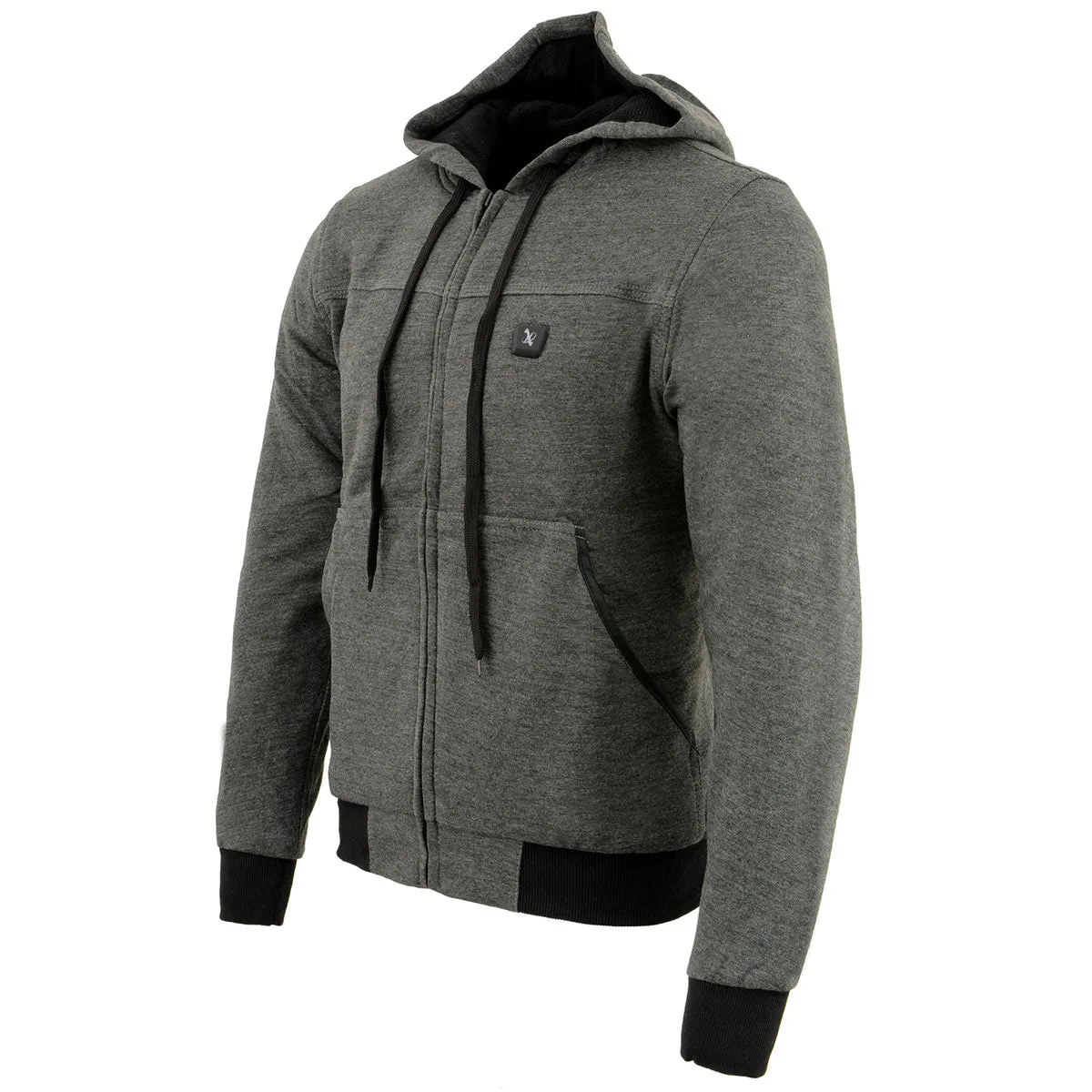 Nexgen Heat MPM1713SET12v Men's Grey 'Heated' Front Zipper Hoodie Jacket for Outdoor Activities w/ Battery Pack