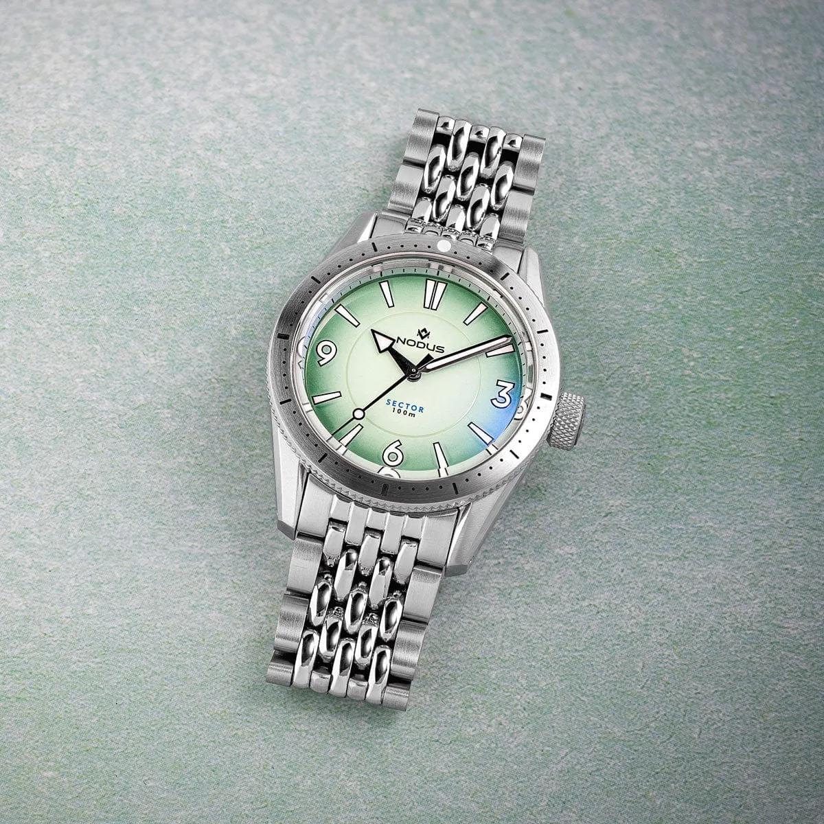 Nodus Sector Dive Automatic Watch - Seafoam Dial - DLC Bezel