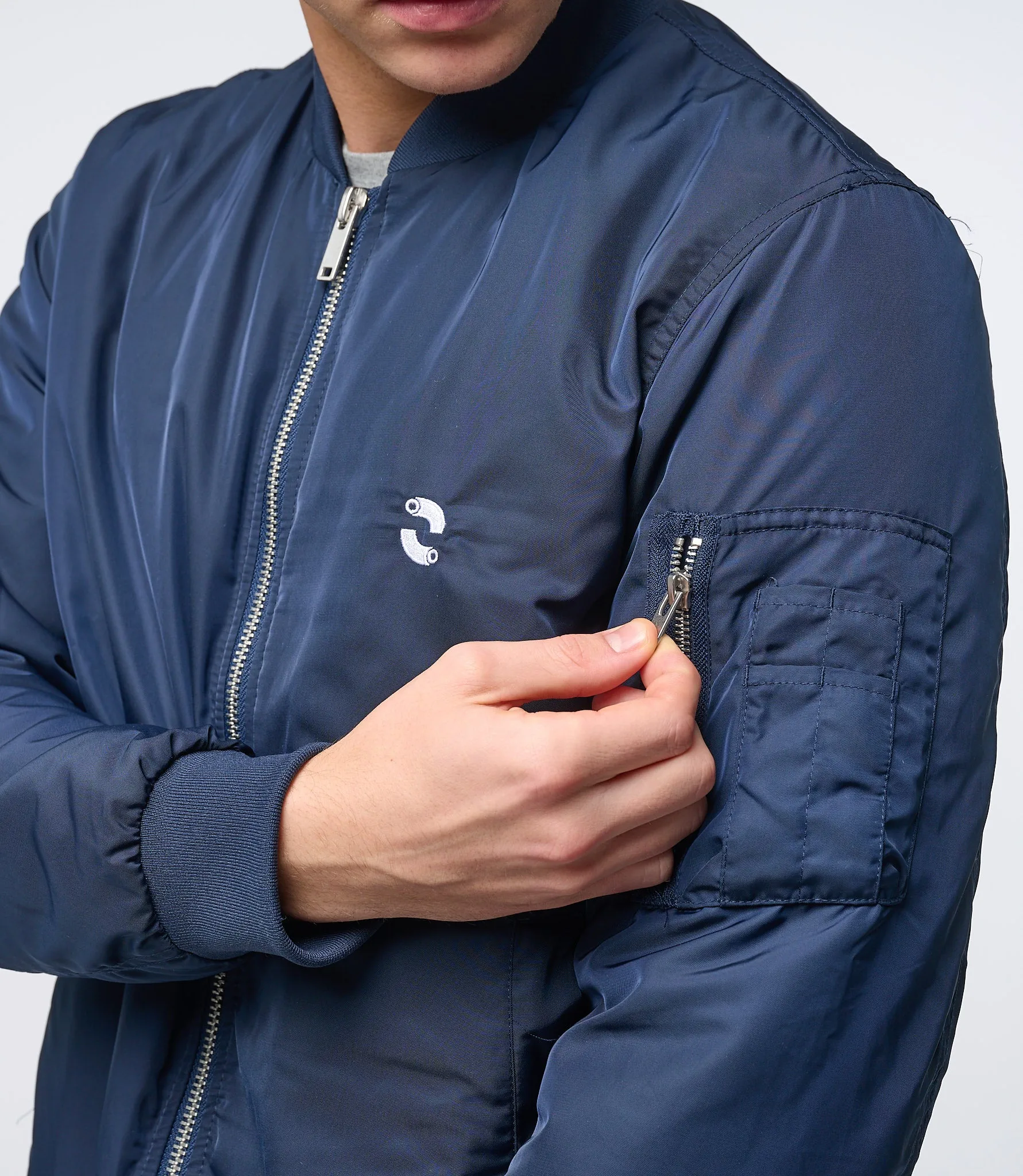 Omnitau Men's Hybrid Recycled Bomber Jacket - French Navy