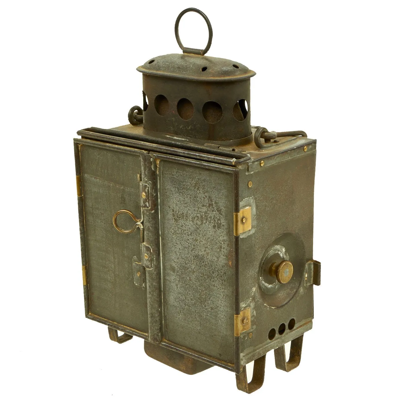 Original German WWI Blendlat 07/12 Trench Lantern by Gebr. Bing A.G. of Nürnberg