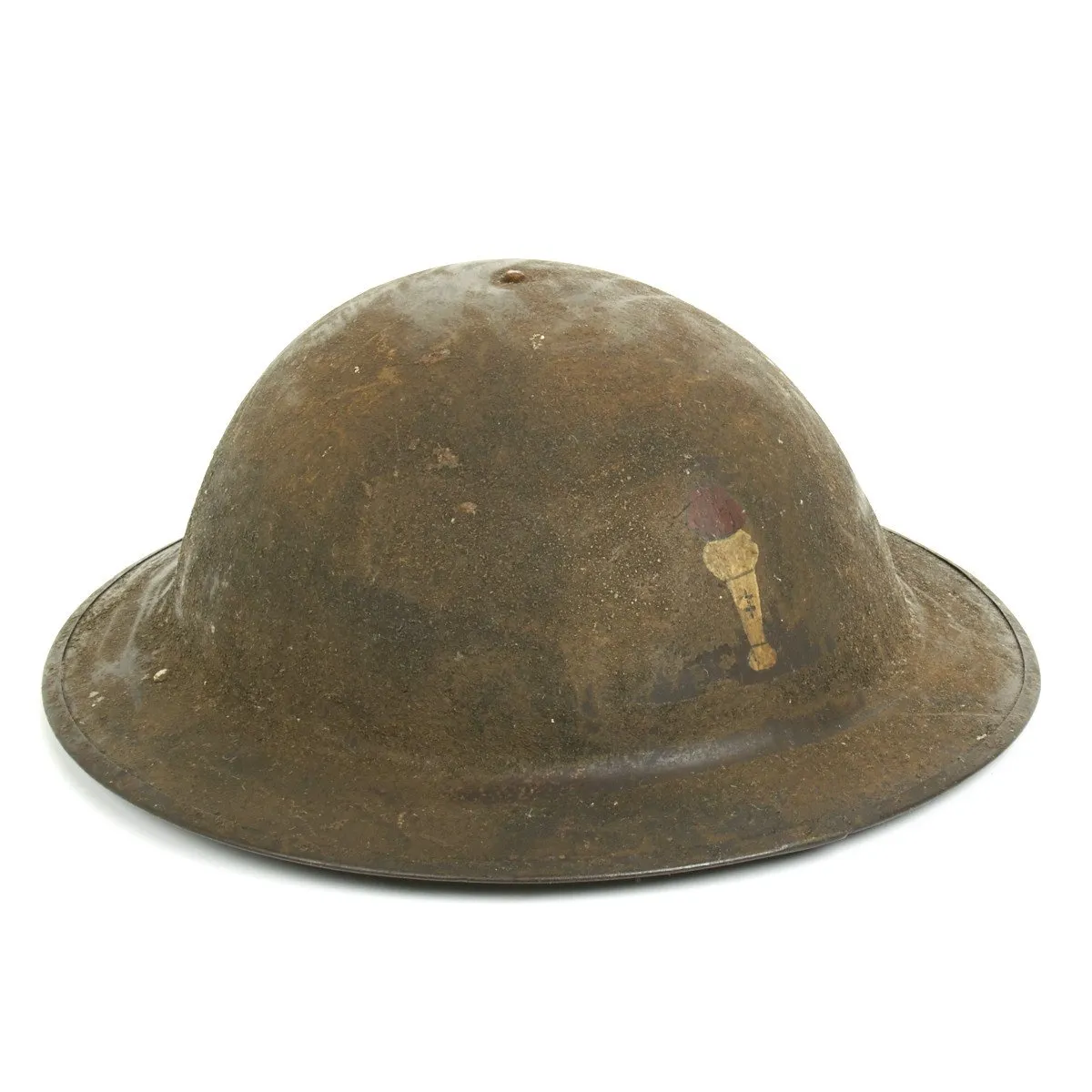 Original U.S. WWI M1917 Doughboy Helmet - 104th Infantry Regiment Yankee Division with Textured Paint