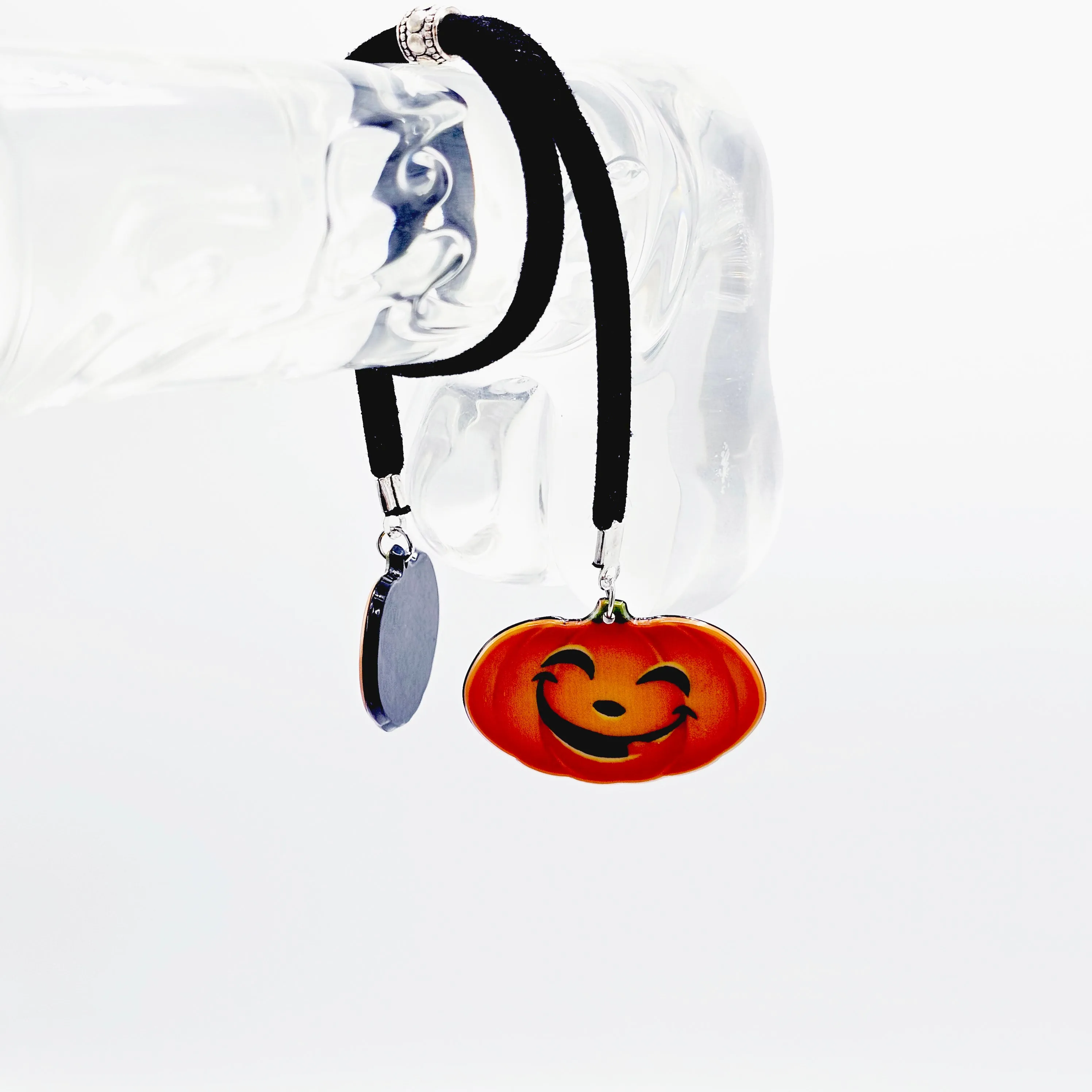 Penis Noose Bracelet for Halloween. Adjustable Faux Leather Cock and Ball Tassel with Silly Jack-O-Lanterns