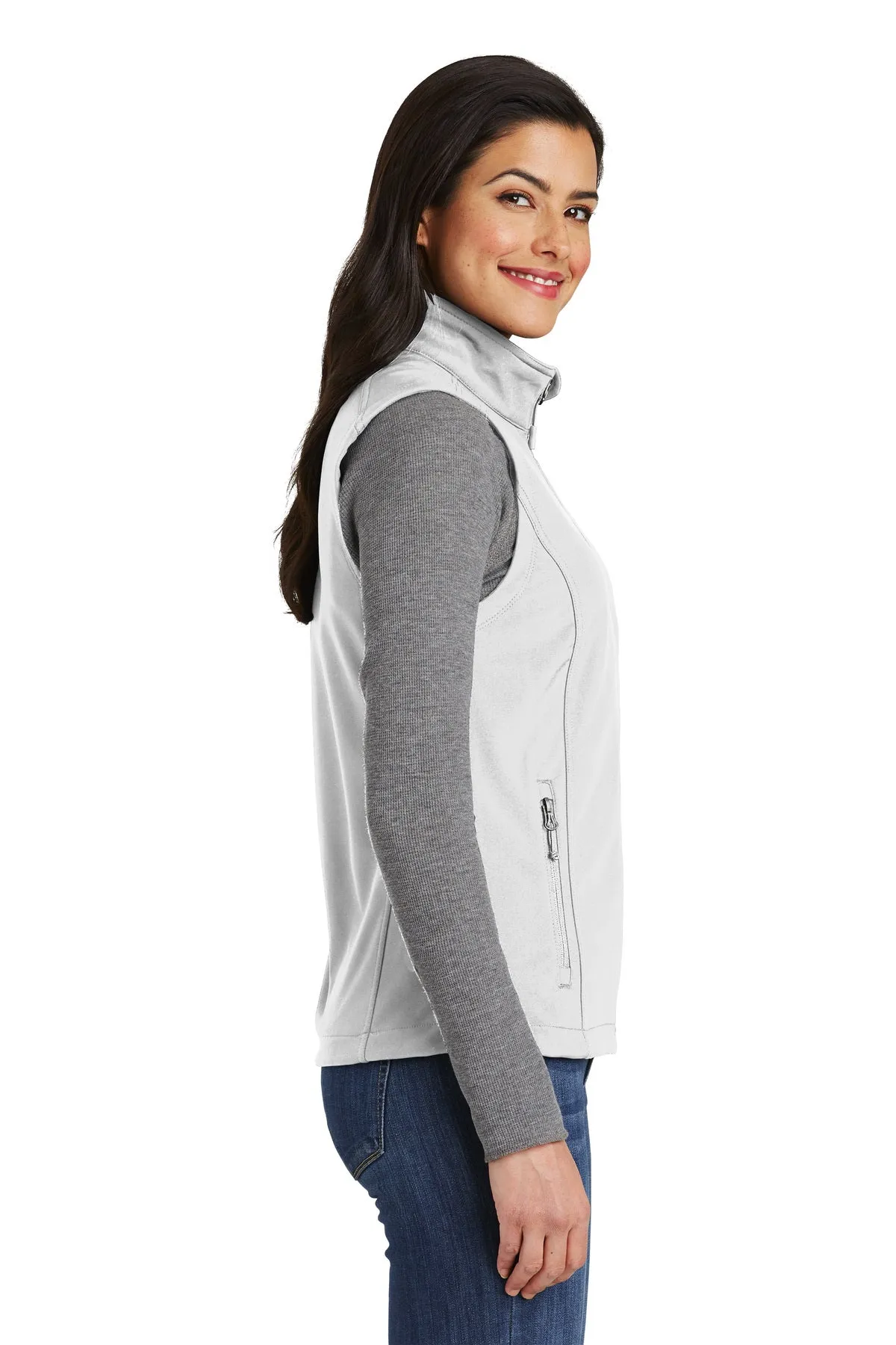 Port Authority Ladies Core Soft Shell Branded Vests, Marshmallow