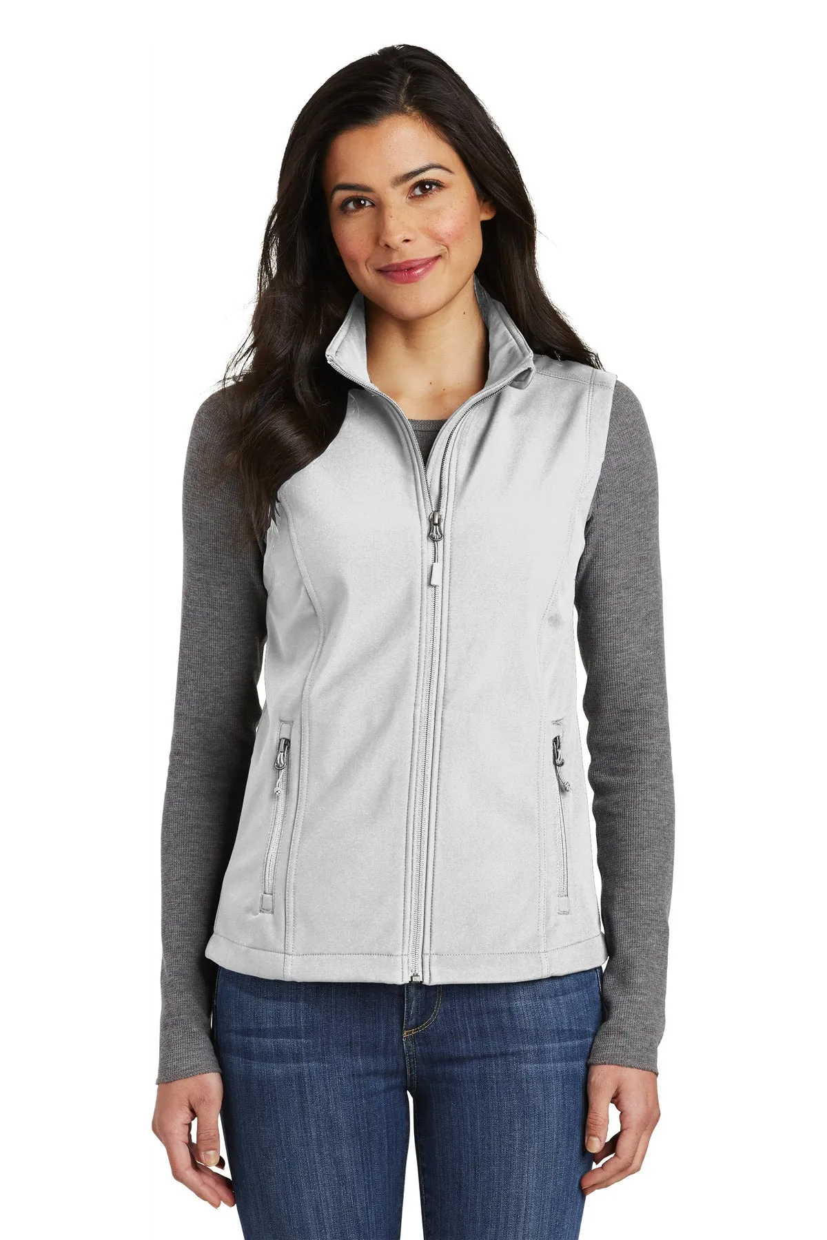 Port Authority Ladies Core Soft Shell Branded Vests, Marshmallow