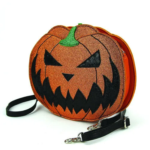 Pumpkin Two Faced Jack-O-Lantern Crossbody Bag