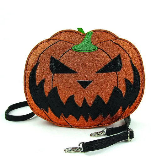 Pumpkin Two Faced Jack-O-Lantern Crossbody Bag