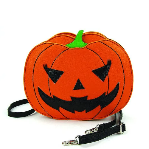 Pumpkin Two Faced Jack-O-Lantern Crossbody Bag