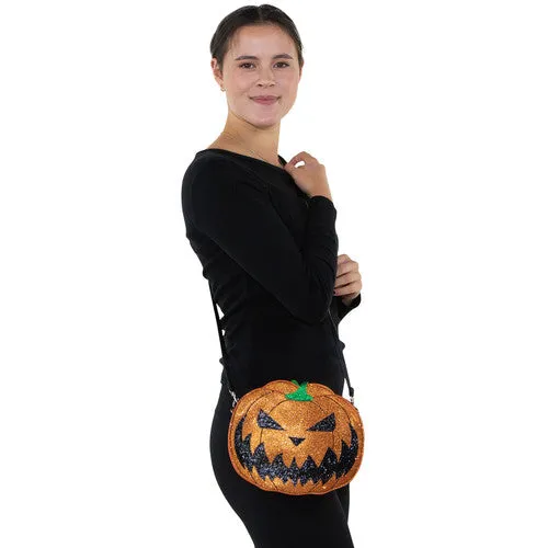 Pumpkin Two Faced Jack-O-Lantern Crossbody Bag