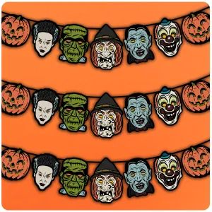 Retro Inspired Vacuform Plastic Mask Halloween Character Banner