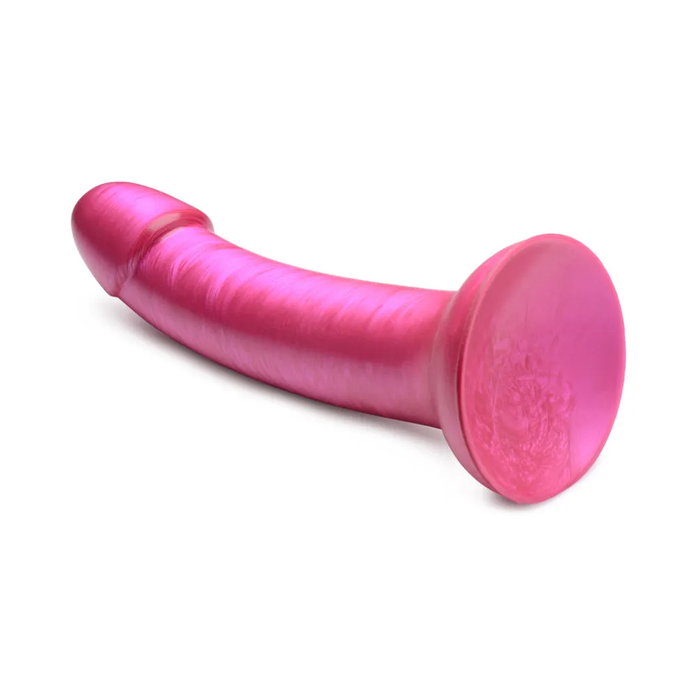 Simply Sweet 7 in. Metallic Silicone Dildo Pink