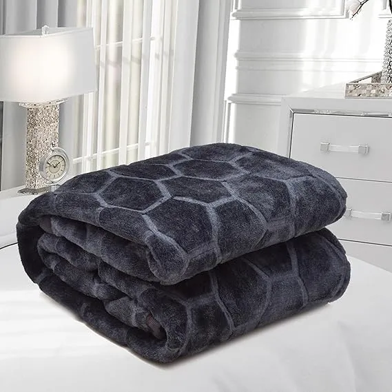 SK Store Ultra Soft Microfiber Luxurious Embossed Very Warm Korean Mink Double Bed Blanket for Winter