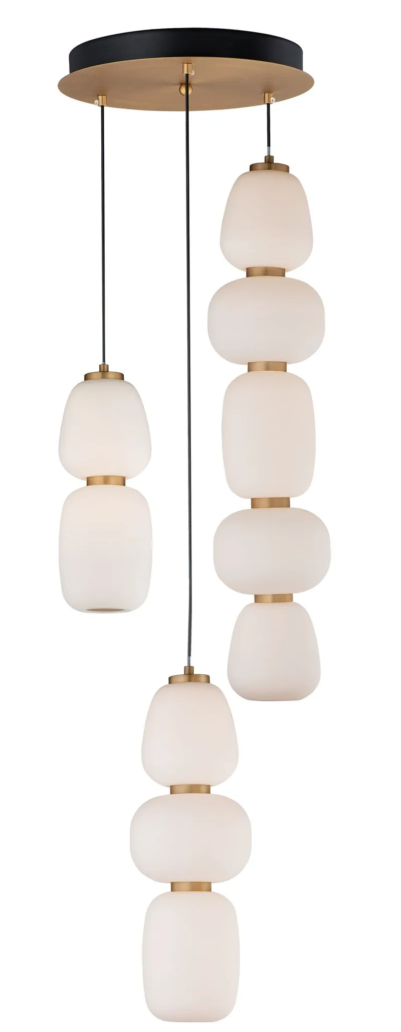 Soji 15.75" 3 Light Multi-Light Pendant in Black and Gold