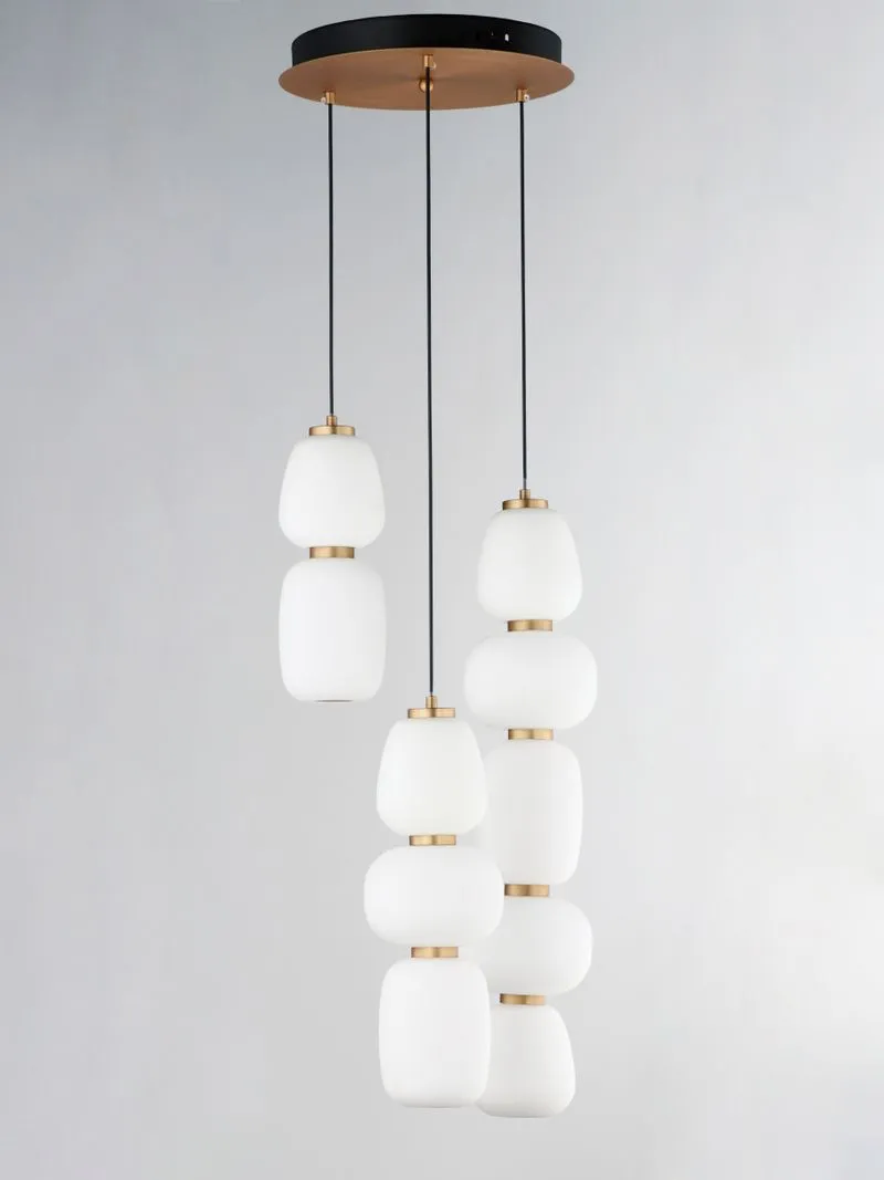 Soji 15.75" 3 Light Multi-Light Pendant in Black and Gold