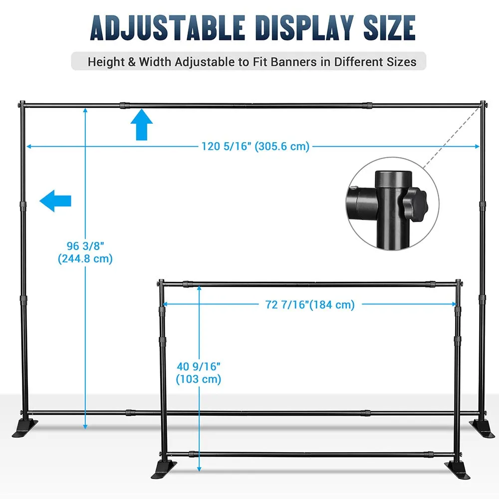 TheLAShop 10'Wx8'H Jumbo Banner Stand Telescopic Step & Repeat Logo Wall Backdrop