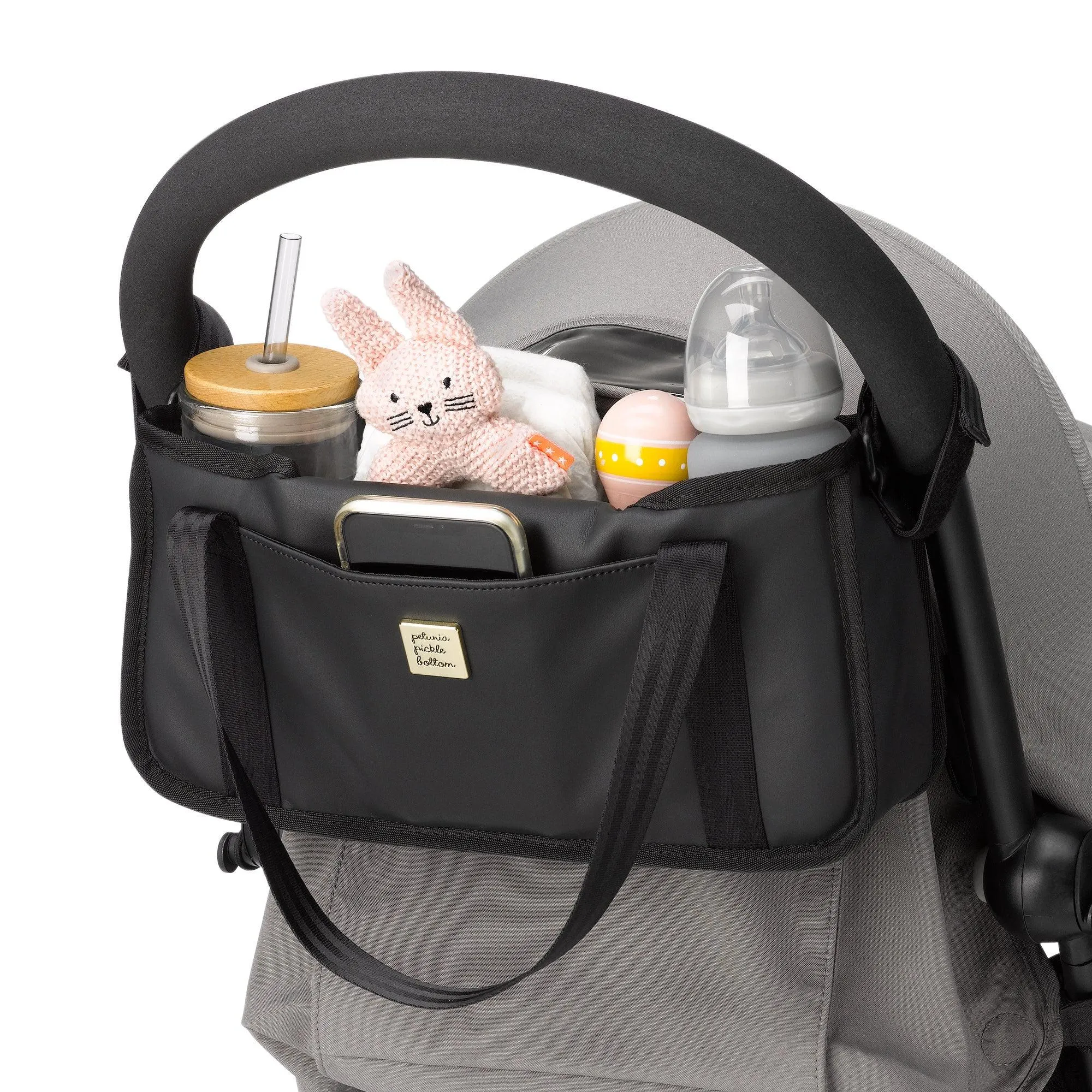 Wander Stroller Caddy in Black Matte Leatherette