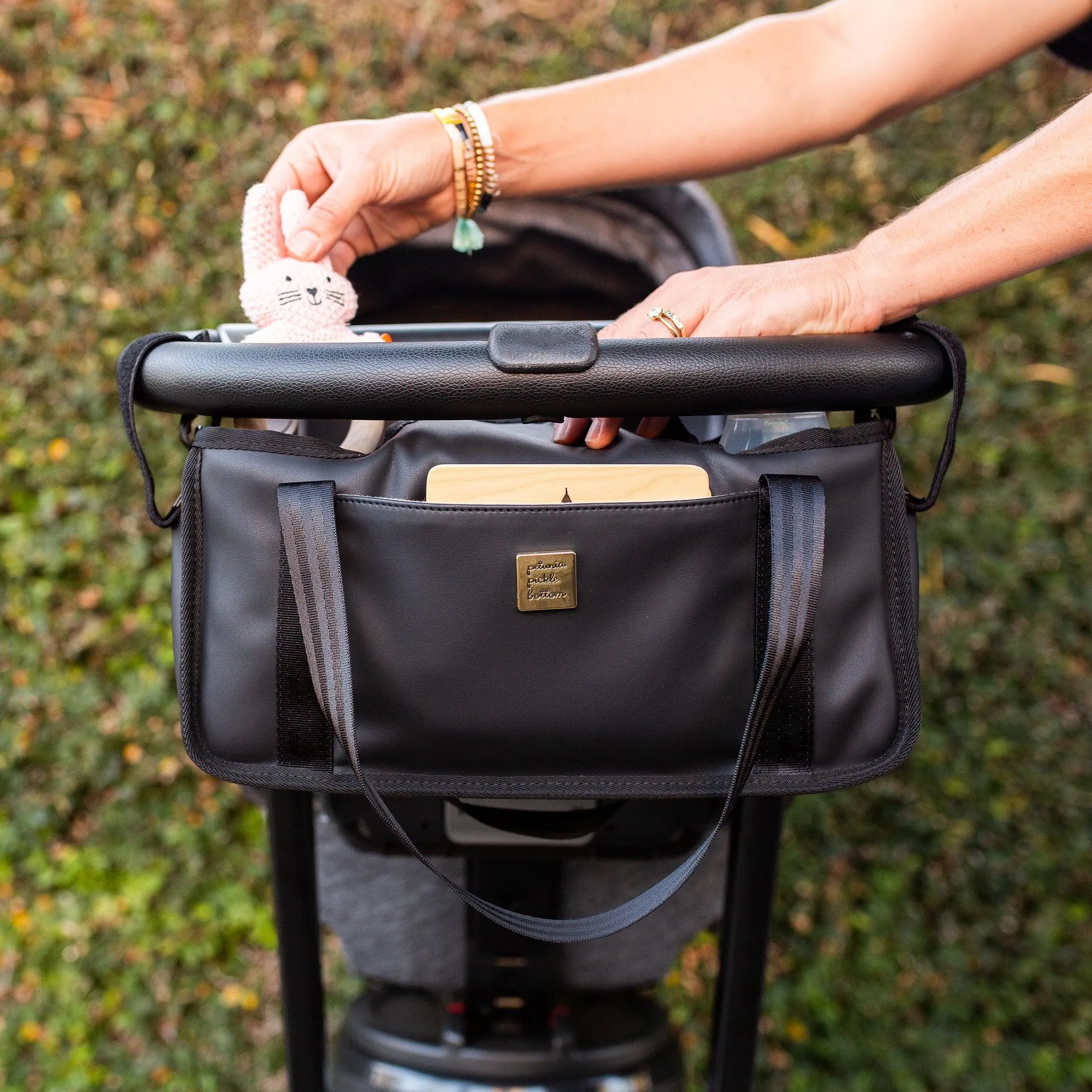 Wander Stroller Caddy in Black Matte Leatherette